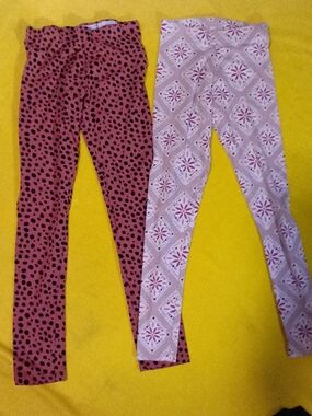 Kids Pink and Light Pink Patterned Leggings - Unbranded